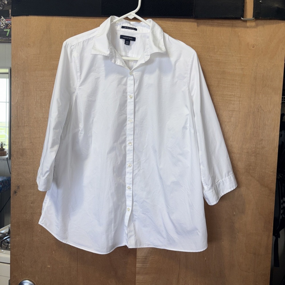 Set Of 2 Lands End Women's‎ No Iron Button Up 3/4 Sleeve Tops 18 W - Picture 6 of 16